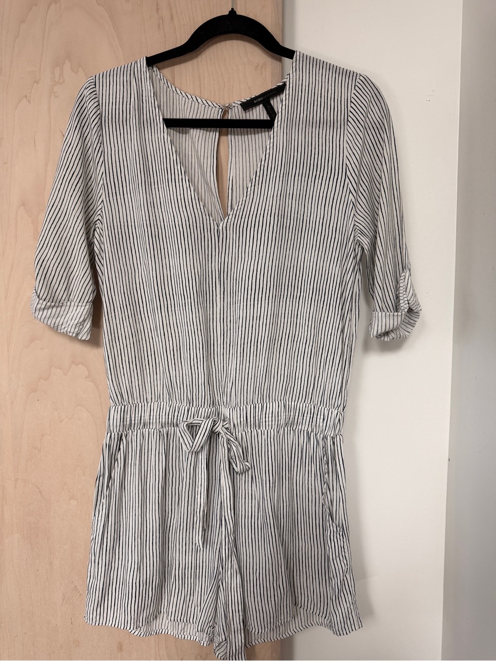 BCBGMaxAzria Pinstriped Romper